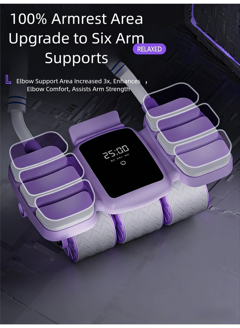 KELIO Upgraded Enhanced Automatic Rebound 6 Wheel Abdominal Wheel with Smart LCD Display, 6 Elbow Support, 300KG Load Bearing, Non-Slip Silent Wheels, Safe Brake, Home Gym Equipment for Full Core Abdominal Chest Workout - Image 5